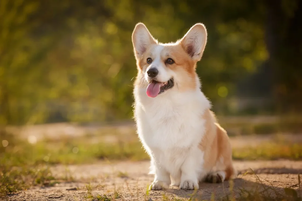 Corgi siedzący w słońcu